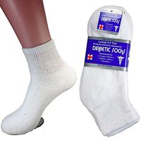 LM® Diabetic Socks Ankle Unisex 9-11, 10-13, 13-15 Black White 12 Pairs (13-15, White)