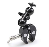FullCurn Multi-Functional Cool Ballhead Super Clamp 360° Articulation Double Ball Head Magic Arm Clamp Mount Double Ball Adapter with Bottom Clamp and Standard 1/4" Screw