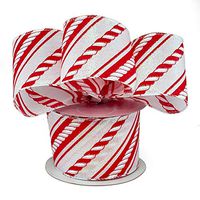 Candy Cane Stripes Wired Ribbon - 2-1/2" X 10Yd- Red/White