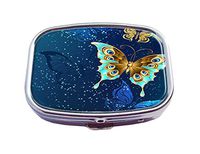 Custom Fashion Rectangular Pill Box Medicine Tablet Holder Wallet Organizer Pocket Case (Butterfly)