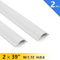 D Channel Cable Raceway 2 x 39" | TV Cord Cover Concealer | D Channel Cord Cover | Electrical Raceway |Self-Adhesive Wire Covers | Paintable Cable Raceway Kit for Home Theater, TV, Office