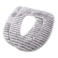 2Pcs Toilet Seat Cushion Coral Velvet Soft Warmer Closestool Mat Cover Pad Grey