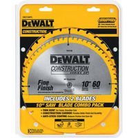 DEWALT 10-Inch Miter / Table Saw Blades, 60-Tooth Crosscutting & 32-Tooth General Purpose, Combo Pack (DW3106P5)