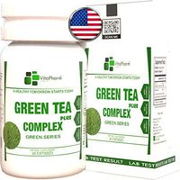 Vegan Green Tea Plus Complex by VitaPharm Nutrition | 1300mg Blend with EGCG, Green Coffee Bean | Garcinia Cambogia | Raspberry Ketones & Natural Caffeine | Free Radical Scavenger* | 60 Capsules