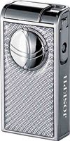 Personalized Visol Infinity Double Torch White Carbon Fiber Chrome Cigar Lighter with Free Laser Engraving