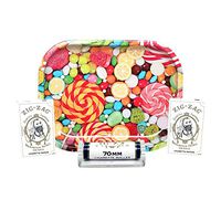 Mini Rolling Tray (Candy) with Zig Zag White Single Wide Rolling Papers (2 Packs) and 70mm Cigarette Roller – 4 Items – Bundle