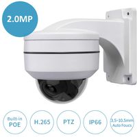POE PTZ Camera W/Wall Mount Bracket,LEFTEK Mini PTZ Camera Outdoor 3X Zoom Full Metal Bracket Stand Mount