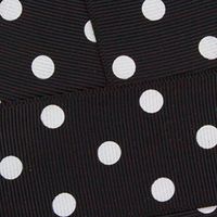 1.5" Grosgrain Ribbon White Dots 030 Black 25yd