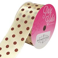Homeford Taffeta Polka Dot Ribbon, Made in Germany, 1-1/2-Inch, 3-Yard (Champagne/Brown)