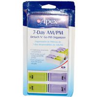 Apex 7-Day AM/PM Detach N' Go Pill Organizer, Purple & Green, 1 ea