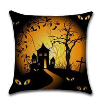 Bosji (45 x 45cm) Pillow Covers,Horror Halloween Decorative Castle Ghost Festival Throw Pillowcase Home Decor Cloth 2 Sides Printed Zipper Sofa Pillow Case