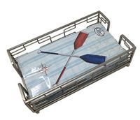 Ideal Home Range 3-Ply Paper Paddle, 16 Count Guest Towel Napkins with Boston International Hampshire Brushed Nickel Metal Caddy