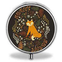 Glad grace Medicine Pill Boxes Brown Fox Unique Round Portable 3 Compartment Metal Pocket Pill Bottle