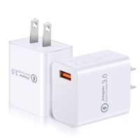 USB Charger, OKRAY 2 Pack 18W Wall Charger Fast Charging Portable Phone Charger USB Wall Plug Adapter Compatible 10W QI Wireless Charger, iPhone X/8/7/6/Plus, iPad Pro, Galaxy S10/S9/S8(White White)