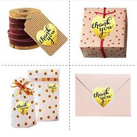 LoveinDIY 500 Thank You Stickers, 1 inch Heart Stickers – Removable Adhesive Label Bright Paper for Wedding Favors, Bridal Showers, Anniversary, Gift Bags etc