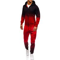 Mens Autumn Winter Packwork Print Sweatshirt Top Pants Sets Sport Suit Tracksuit