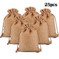 Lucky Monet 25/50/100PCS Burlap Gift Bags Wedding Hessian Jute Bags Linen Jewelry Pouches with Drawstring for Birthday, Party, Wedding Favors, Present, Art and DIY Craft (25Pcs, Coffee, 3” x 4”)