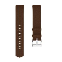 Kanzd Shiny Leather Wristband with Metal Connectors for Fitbit Charge 2 (Coffee)