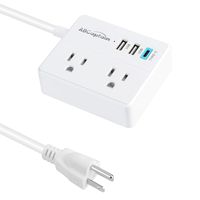 Portable Power Strip with USB C, 3 USB Charging Ports and 2 AC Outlet, ABCaptain USB C Power Strip 4.1 FT Extension Cord with USB Ports for Cruise Ship, Home, Office, Travel, Desk Charger