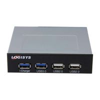 Logisys Computer FP302BK 4-Port USB 3.5" Bay Hub with 2x USB 3.0 2x USB 2.0