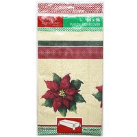 Hannah K. Christmas 1-Pack Poinsettia Plastic Tablecover, 54 by 96-Inch