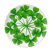 Four Leaf Clover Circle Ireland St.Patrick's Day Dessert Plate Decorative Porcelain 8 inch Dinner Home