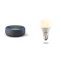 Echo Dot (3rd Generation) - Charcoal with 1 Bulbrite Solana SMART LED Wifi Light Bulb