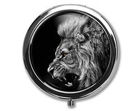 Eareeco - Lion in The Dark Design Round Pill Case/Pill Box/Pill Case/Case- Three-Compartment Pill Box/Pill Case