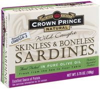 Crown Prince Natural Skinless & Boneless Sardines in Pure Olive Oil, 3.75-Ounce Cans (Pack of 12)