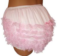 Baby Pants Pastel Pink Frilly Rhumba Adult Pullon Plastic Pants - Medium