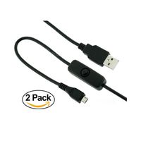 Mega1Comp- 2 Pack- Micro USB Cable with ON/Off Switch for Raspberry Pi Board - Easy Start & Reboot