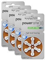Power One Size 312 MERCURY FREE Hearing Aid Batteries, 4Pack (60 Batteries)