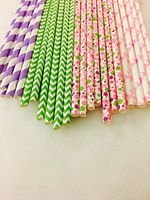 Confetti PaperWerks Pink and Purple Flower Straws - 100% Biodegradable (Pack of 100 Multiple Variety), Excellent Quality Straws for Celebrations, Parties, Holidays and Much More.