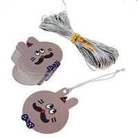 Princess-J Cute Cartoon Rabbit Tags with Silver String for Party Gift Wrapping Packaging, Pack of 48
