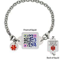 Starry Night Squid Square Medical Alert ID Bracelet Using QR Code - No Engraving Necessary - Parent (S (6.5"))
