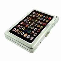 Animal Eyes Em3 Hip Silver Cigarette Case With Built In Lighter 4.75" X 2.75" Id Holder Metal Wallet RFID Protection