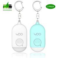 YDO Safe Personal Alarm, 130db Personal Safety Alarm Siren Song for Women Keychain with USB Rechargeable, LED Flashlight, Emergency Self Defense Safe Sound for Kids & Elderly 2 Pack (White&Blue)