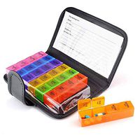Weekly Pill Box, AM PM 7 Day Medication Organiser PU Wallet Pill Tablet Portable Travel Pill Case Large 28 Compartments for Vitamins Fish Oils Supplements 4 compartments per Day
