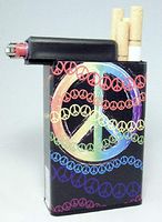 Cigarette Case with Built on Lighter Holder (Peace Colors)