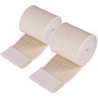 LotFancy Cotton Elastic Bandage (2 Inches Wide x 15 Feet), 2 PCS Elastic Compression Wrap with Hook-and-Loop Closure on Both Ends, Support & First Aid for Sports, Medical, and Injury Recovery