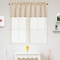 IDEALHOUSE Cream Beige Curtain Valances,Draperies Curtains for Cafe,Bathroom & Kitchen or Kids Bedroom Rod Pocket Short Window Curtains (1 Panels, 15 Inch Wide by 60 Inch Long)