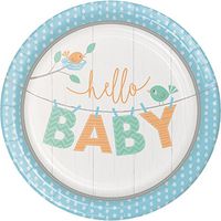 Hello Baby Boy Paper Plates, 24 ct