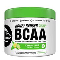 Honey Badger Vegan Keto BCAA + EAA Electrolyte Powder | Lemon Lime | Natural Gluten Free Amino Acids Essential Aminos Sugar Free + Sucralose Free | 30 Servings