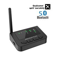 BANIGIPA aptX HD Long Range Bluetooth 5.0 Transmitter Receiver for TV, Wireless Audio Adapter with Pass-Thru for Home Stereo, Optical AUX RCA, Always ON, aptX Low Latency Dual Stream Pair to AirPods