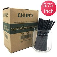 Black Paper Straws 5.75 inch - 500 Bulk Biodegradable Paper Straws Cocktail, Stir Sticks, Sip Straws for Coffee and Short Drinks by CHUN'S STORE