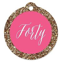 Chic 40th Birthday - Pink and Gold - Birthday Party Favor Gift Tags (Set of 20)