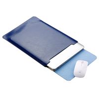AENMIL For Apple Macbook 12" Ultrathin Protective Carrying Bag, PU Leather Soft Sleeve Case Cover Holder with Exterior Mouse Pad(Blue)