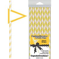 Bright Yellow Striped Paper Straws