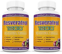 Resveratrol 1200 Contains Green Tea Acai Grape Seed Extract and Other Antioxidants for Anti-Aging and Cardiovascular Health 60 Capsules Per Bottle 2 Bottles