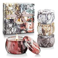 Scented Candles Gifts for Mothers Day,Freesia, Lavender, Rosemary, French Vanilla Natural Soy Wax Travel Tin Women Gift for Stress Relief,Birthday Gifts for Women 4x4.4 Oz，120 Hours